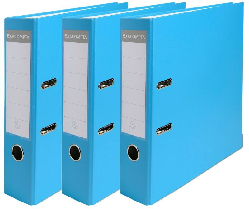 Exacompta Wide Lever Arch File A4 75 mm Light Blue 2 Rings 918412SE Plastic  12 Pieces