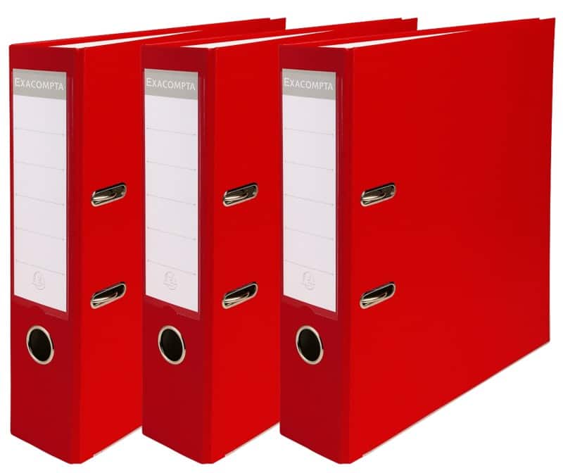 Exacompta Wide Lever Arch File A4 75 mm Red 2 Rings 918403SE Plastic  12 Pieces