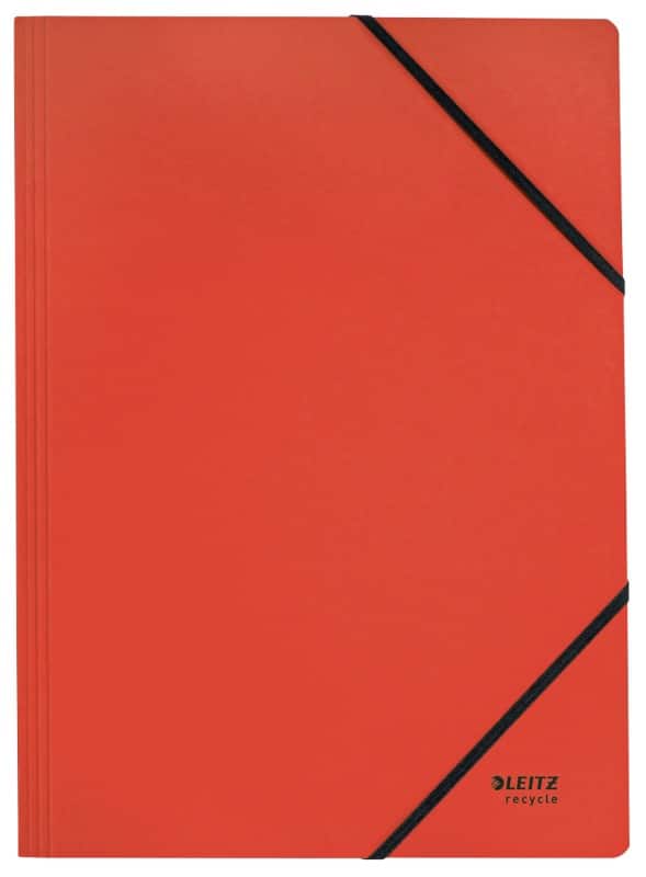 Leitz Recycle Card Folder with Elastic Bands 3908 A4 CO2 Compensated Red 100% Recycled Card