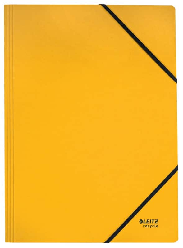 Leitz Recycle Card Folder with Elastic Bands 3908 A4 CO2 Compensated Yellow 100% Recycled Card