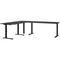GERMANIA GW-Mailand Height Adjustable Corner Desk Graphite C-Foot 2,400 (W) x 2,000 (D) x 910 (H) mm Chipboard, Metal