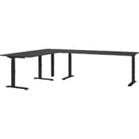 GERMANIA GW-Mailand Height Adjustable Corner Desk Graphite C-Foot 2,600 (W) x 2,000 (D) x 910 (H) mm Chipboard, Metal