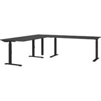 GERMANIA GW-Mailand Height Adjustable Corner Desk Graphite C-Foot 2,600 (W) x 2,200 (D) x 910 (H) mm Chipboard, Metal
