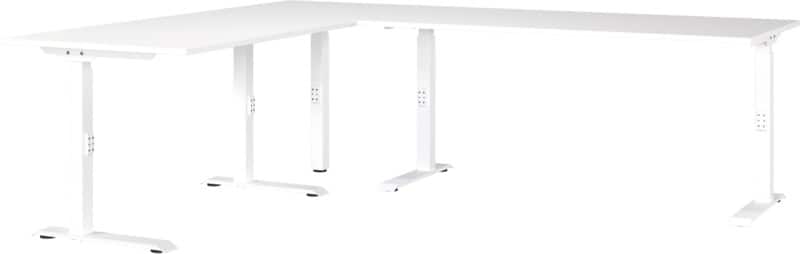 GERMANIA GW-Mailand Height Adjustable Corner Desk White C-Foot 2,400 (W) x 2,000 (D) x 910 (H) mm Chipboard, Metal