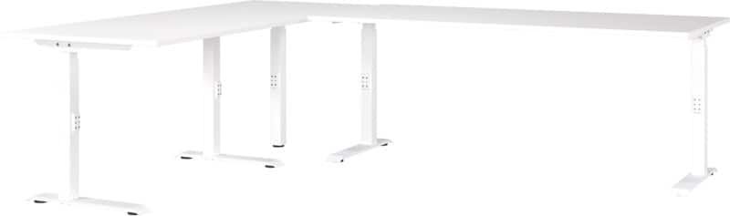 GERMANIA GW-Mailand Height Adjustable Corner Desk White C-Foot 2,400 (W) x 2,200 (D) x 910 (H) mm Chipboard, Metal