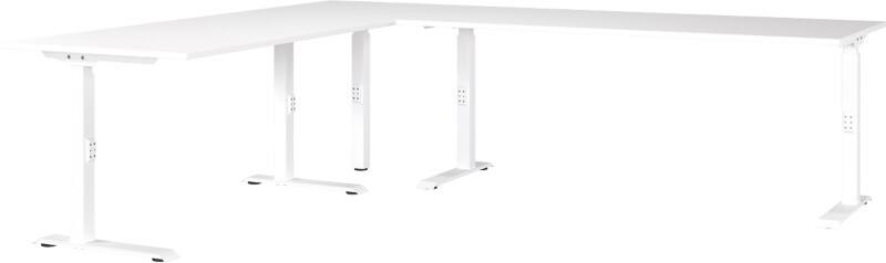 GERMANIA GW-Mailand Height Adjustable Corner Desk White C-Foot 2,600 (W) x 2,200 (D) x 910 (H) mm Chipboard, Metal