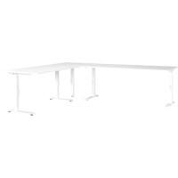 GERMANIA GW-Mailand Height Adjustable Corner Desk White C-Foot 2,600 (W) x 2,200 (D) x 910 (H) mm Chipboard, Metal