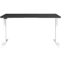 GERMANIA Height Adjustable Sit Stand Desk Chipboard, Metal Cashmere Black C-Foot 1,400 x 800 x 910 mm