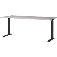 GERMANIA Height Adjustable Sit Stand Desk Chipboard, Metal Cashmere Black C-Foot 1,800 x 800 x 910 mm