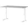 GERMANIA Height Adjustable Sit Stand Desk Chipboard, Metal Cashmere White C-Foot 1,200 x 800 x 910 mm