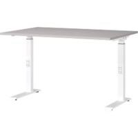 GERMANIA Height Adjustable Sit Stand Desk Chipboard, Metal Cashmere White C-Foot 1,200 x 800 x 910 mm