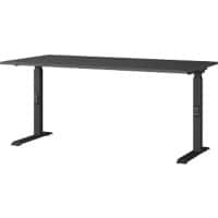 GERMANIA Height Adjustable Sit Stand Desk Chipboard, Metal Black C-Foot 1,600 x 800 x 910 mm