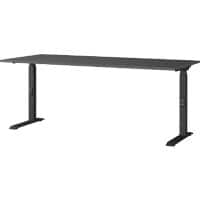 GERMANIA Height Adjustable Sit Stand Desk Chipboard, Metal Black C-Foot 1,800 x 800 x 910 mm