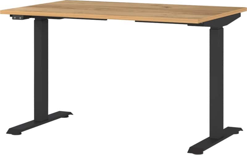 GERMANIA GW-Mailand Height Adjustable Sit Stand Desk Oak T-Foot 1,200 (W) x 800 (D) x 1,200 (H) mm Chipboard, Metal