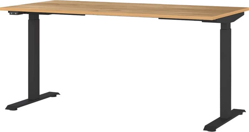 GERMANIA GW-Mailand Height Adjustable Sit Stand Desk Oak T-Foot 1,600 (W) x 800 (D) x 1,200 (H) mm Chipboard, Metal