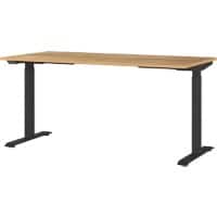 GERMANIA GW-Mailand Height Adjustable Sit Stand Desk Oak T-Foot 1,600 (W) x 800 (D) x 1,200 (H) mm Chipboard, Metal