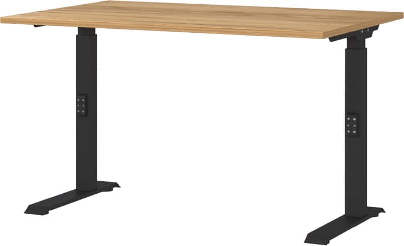 GERMANIA GW-Mailand Height Adjustable Office Desk Oak C-Foot 1,200 (W) x 800 (D) x 910 (H) mm Chipboard, Metal