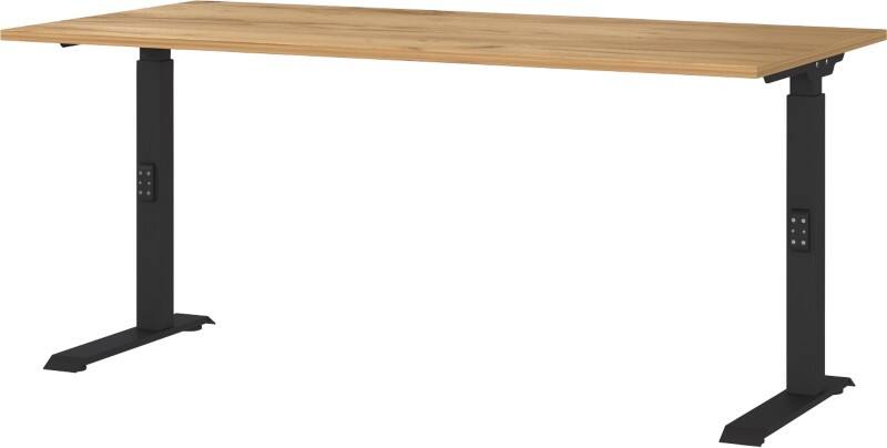 GERMANIA GW-Mailand Height Adjustable Office Desk Oak C-Foot 1,600 (W) x 800 (D) x 910 (H) mm Chipboard, Metal