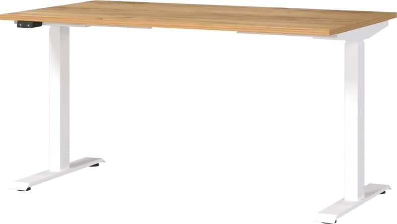 GERMANIA GW-Mailand Height Adjustable Sit Stand Desk Oak T-Foot 1,400 (W) x 800 (D) x 1,200 (H) mm Chipboard, Metal