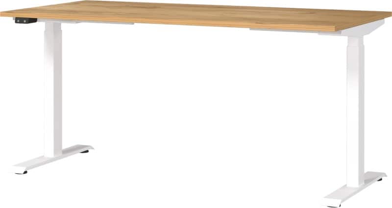 GERMANIA GW-Mailand Height Adjustable Sit Stand Desk Oak T-Foot 1,600 (W) x 800 (D) x 1,200 (H) mm Chipboard, Metal