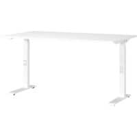 GERMANIA Height Adjustable Sit Stand Desk Chipboard, Metal White C-Foot 1,400 x 800 x 910 mm