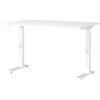 GERMANIA Height Adjustable Sit Stand Desk Chipboard, Metal White C-Foot 1,200 x 800 x 910 mm