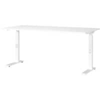 GERMANIA Height Adjustable Office Desk Chipboard, Metal White C-Foot 1,600 x 800 x 910 mm