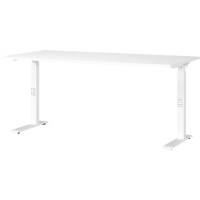 GERMANIA Height Adjustable Sit Stand Desk Chipboard, Metal White C-Foot 1,600 x 800 x 910 mm
