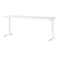 GERMANIA Height Adjustable Sit Stand Desk Chipboard, Metal White C-Foot 1,800 x 800 x 910 mm
