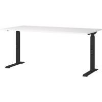 GERMANIA Height Adjustable Sit Stand Desk Chipboard, Metal Black C-Foot 1,600 x 800 x 910 mm