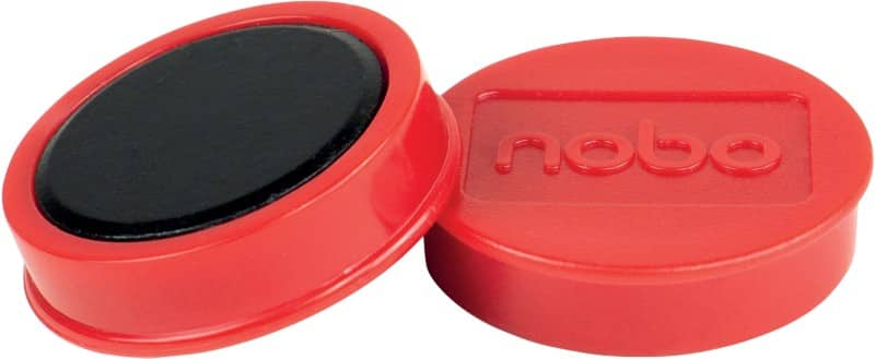 Nobo Whiteboard Magnets Red 1.5 kg Bearing Capacity 38 mm Pack of 10