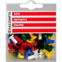 Exacompta Papic Push Pins PS (Polystyrene) 10 mm Multicolour Pack of 100