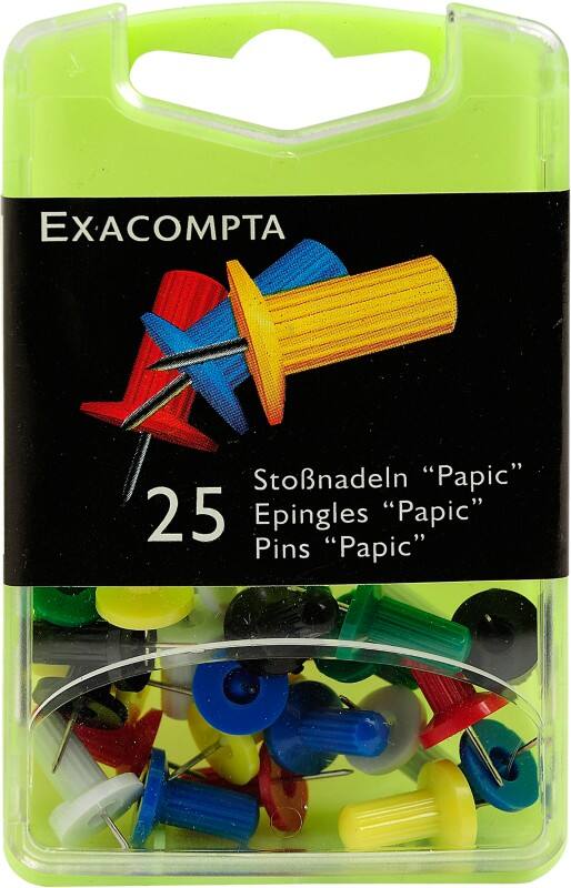 Exacompta Papic Push Pins PS (Polystyrene) 10 mm Multicolour Pack of 25