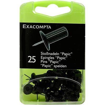 Exacompta Papic Push Pins PS (Polystyrene) 10 mm Black Pack of 25