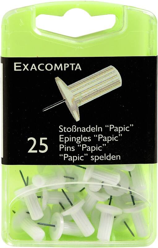 Exacompta Papic Push Pins PS (Polystyrene) 10 mm White Pack of 25