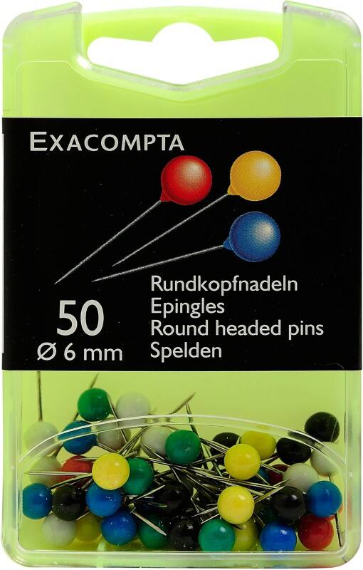 Exacompta Spherical Map Pins Assorted Pack of 50