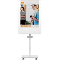 Nobo Move & Meet Revolving Mobile Magnetic Flipchart Easel 1915644 With Extending Arms Height Adjustable 68 x 104 cm With 4 castors and Pen Tray Light Grey