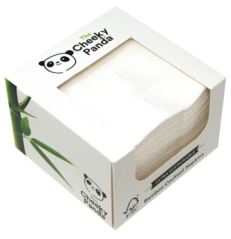 The Cheeky Panda Cocktail Napkins 2 Ply Bamboo White 25 x 25 cm Pack of 100