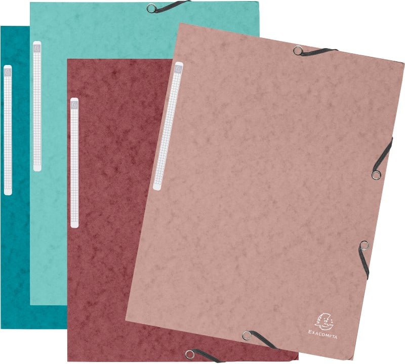 Exacompta Skandi 3 Flap Folder A4 Assorted Mottled Pressboard 400GSM Pack of 4