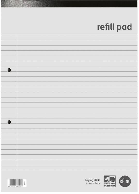 Rhino Notebook A4 Ruled Soft Cover WhiteR4RP-2 80 Sheets Pack of 10