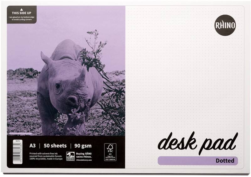 Rhino Notebook A3 Dotted Adhesive Soft Cover WhiteRDPD-6 50 Sheets Pack of 10