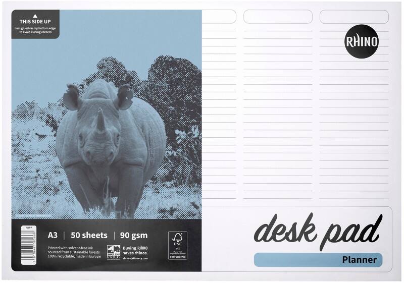 Rhino Notebook A3 Plain Adhesive Soft Cover WhiteRDPP-0 50 Sheets Pack of 10