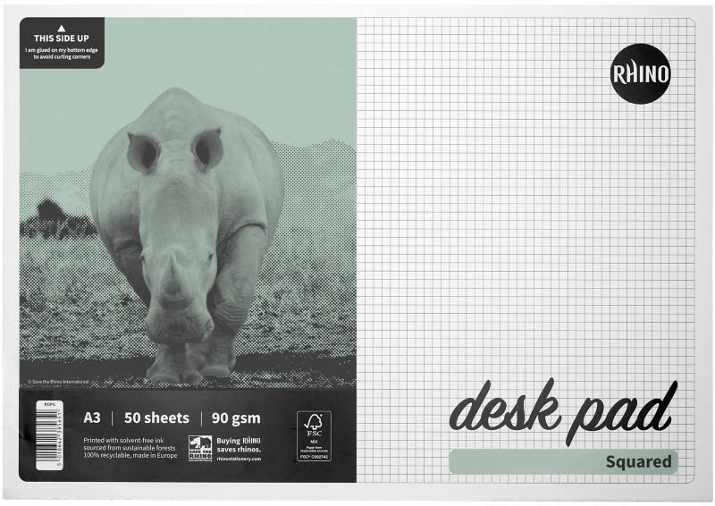 Rhino Notebook A3 Squared Adhesive Soft Cover WhiteRDPS-6 50 Sheets Pack of 10