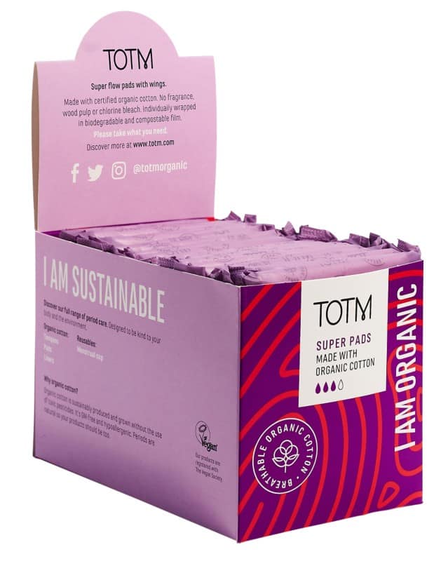 TOTM Cotton Sanitary Pads Super with Wings Pack of 20