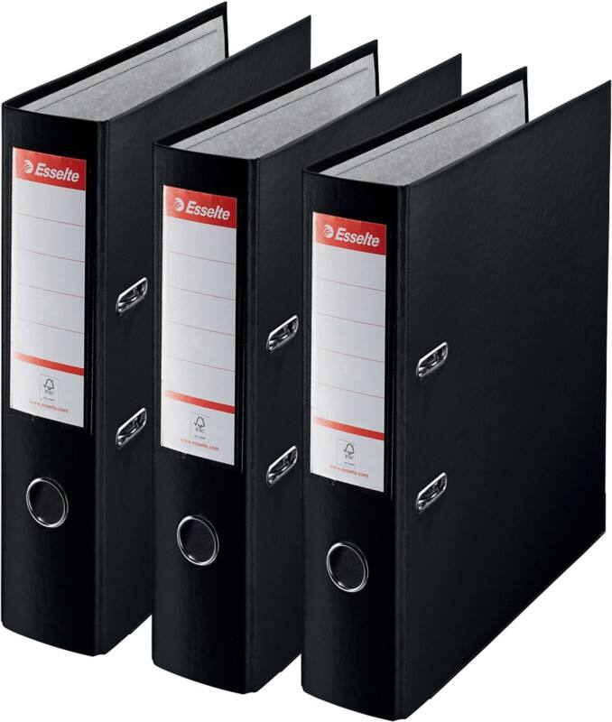 Esselte Essentials Wide Lever Arch File A4 Black 2 Rings 624294 PP (Polypropylene) Pack of 3