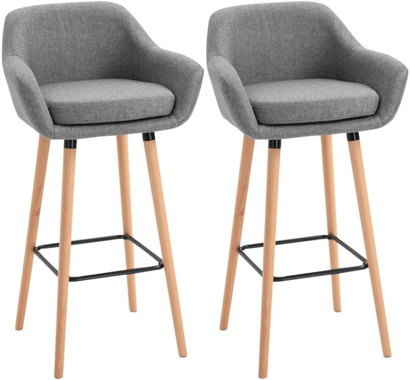 HOMCOM Set of 2 Bar Stools Grey 835-141V70GY 55 x 48 x 100 cm