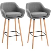 HOMCOM Set of 2 Bar Stools Grey 835-141V70GY 55 x 48 x 100 cm