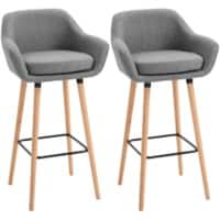 HOMCOM Set of 2 Bar Stools Grey 835-141V70GY 55 x 48 x 100 cm