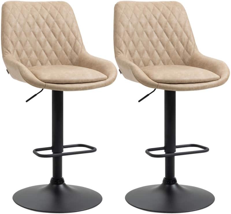 HOMCOM Set of 2 Bar Stools Light Khaki 835-871V71LR 51 x 59 x 117 cm