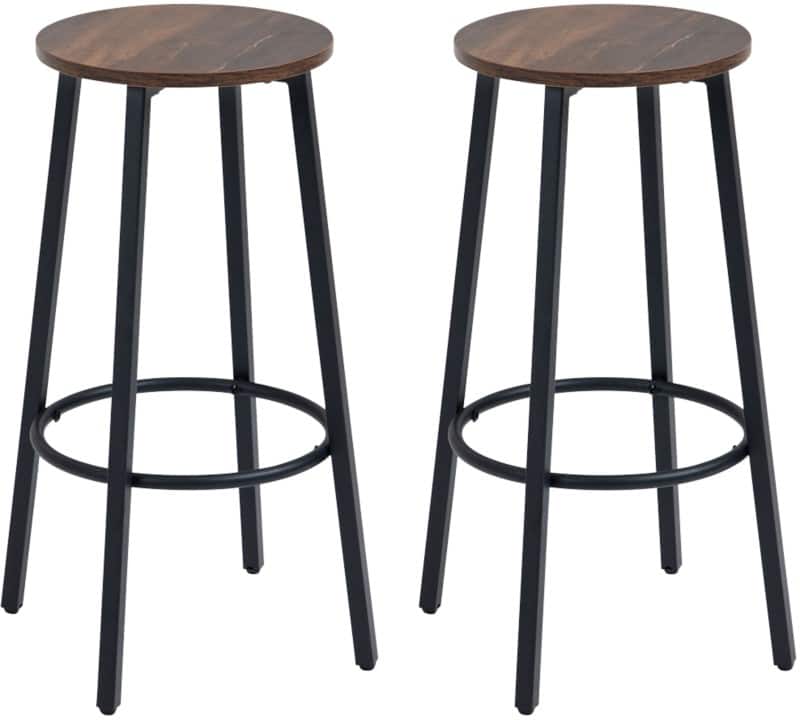 HOMCOM Set of 2 Bar Stools Brown 835-937V00DR 42 x 42 x 65 cm